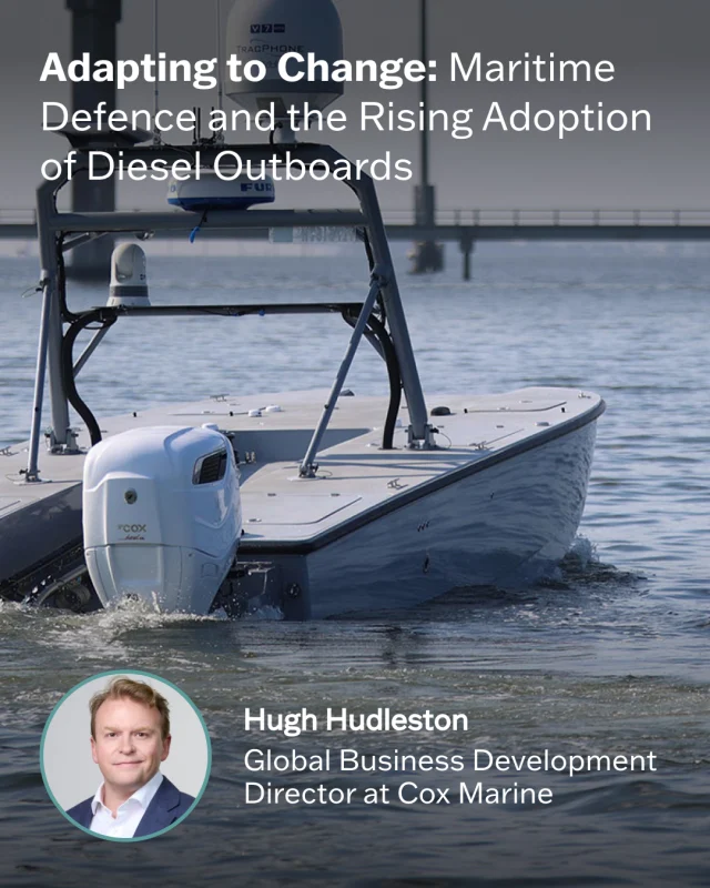 As naval fleets and maritime agencies around the world accelerate their shift toward autonomy, the demand for highly reliable, high‑endurance propulsion has never been greater. From Australia to Europe to the Middle East, Cox Marine’s global network of integrators, distributors and defence partners is witnessing the same trend: uncrewed surface vessels (USVs) are moving rapidly from experimental to operational, and propulsion is now one of the defining factors in mission success.

In this article, Hugh Hudleston, Cox Marine’s Global Business Development Director, reflects on the unprecedented pace of change across defence maritime programmes and the increasingly critical role diesel outboards play in supporting modern, high‑duty autonomous platforms. Drawing on global programme involvement, customer insight and direct integration experience, Hugh explores why diesel outboards are becoming the propulsion of choice for USV manufacturers, and how Cox Marine is responding to this transformational shift.

#DieselPower #Outboards #MarineEngineering #BritishEngineering #MarineIndustry #MarinePropulsion