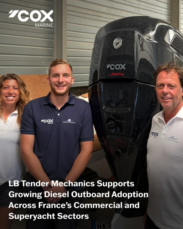 With a long-established presence across the Southeast coast of France and Corsica, and a growing nationwide ambition, @lb_tender_mechanics
combines technical depth with on-the-ground responsiveness, helping operators realise the full value of Cox Marine’s V8 300 diesel outboard. 

To understand more about the French market and the growing role of diesel outboards, we spoke with Laurent Breyton, CEO of LB Tender Mechanics. 

Read more in the news section of our website.
 🌐 coxmarine.com/news