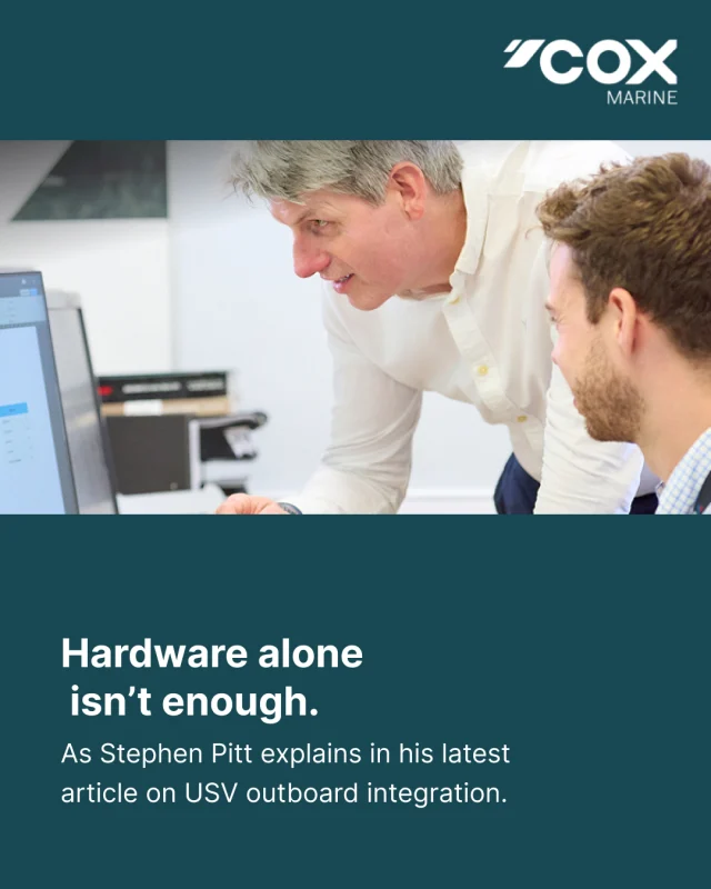 Hardware alone isn’t enough. As Stephen Pitt explains in his latest article on USV outboard integration.

Cox Marine’s diesel outboard platform was engineered from the outset to support autonomous applications. But hardware alone isn’t enough. True USV outboard integration requires an open approach, one that aligns with the modular and interoperable design philosophies of modern defence and autonomy programmes.
Our open CAN network architecture enables the engine to interface cleanly with a wide range of systems, including:

▪️advanced autonomy and navigation stacks
▪️vessel control systems
▪️power management and monitoring suites
▪️mission-specific payloads

This openness gives integrators the freedom and transparency they need to tailor the system to the vessel’s purpose. It reduces friction, accelerates development timelines, and ensures the propulsion becomes a reliable part of the wider operational picture.

Full article available at coxmarine.com/news